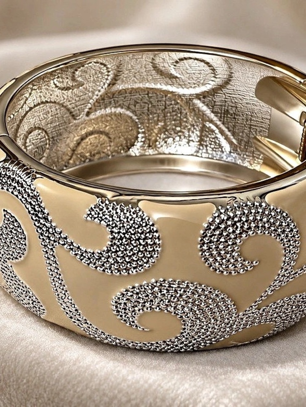 Gold & Silver Scroll Hinged Bangle NWT 332